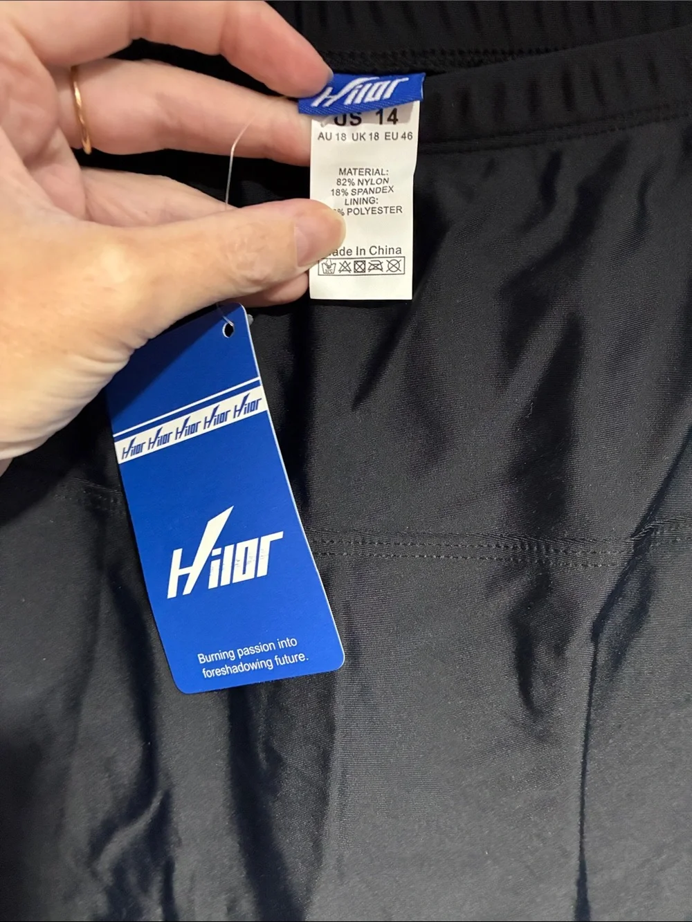 Hilor Black Swim Skirt Swim Bottom Bikini Cover US 14 NWT
